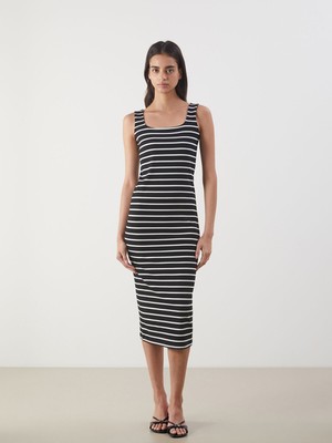 Lc Waikiki Yeni Sezon U Yaka Çizgili Bodycon Elbise