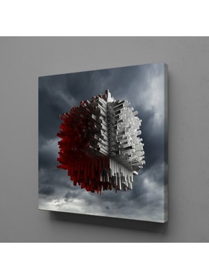 Technopa KIRMIZI BEYAZ KANVAS TABLO - 120x120cm