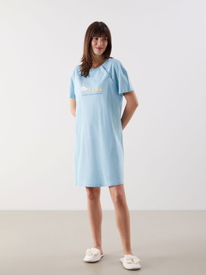 Lc Waikiki Yeni Sezon Bisiklet Yaka Baskılı Hamile Gecelik