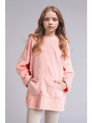 DeFacto Kapüşonu Yastık Olabilen Kadife Pijama Elbise Kız Çocuk G8547A825WN