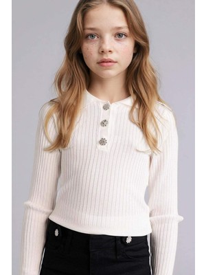 DeFacto Taş Düğme Detaylı Kazak Kız Çocuk G7609A826SP