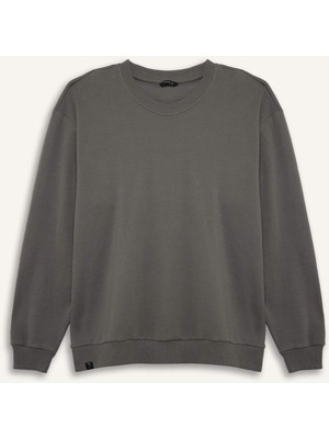 DeFacto Boxy Fit Büyük Beden Bisiklet Yaka Pike Sweatshirt H1001AX26SP