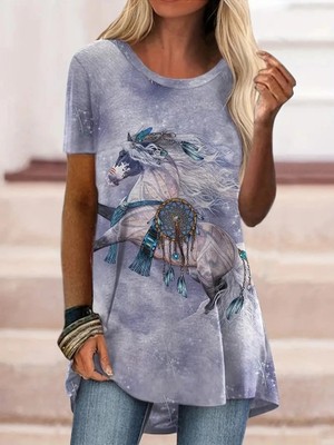 Veralya Kadın Kısa Kollu Bisiklet Yaka Salaş Süprem Bluz