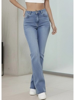 Veralya Kadın Yüksek Bel Ispanyol Paça Kot Pantolon