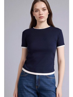 DeFacto %100 Pamuk Slim Fit Ribana Tişört F3504AX26SP