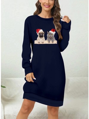 Veralya Kadın Uzun Kollu Bisiklet Yaka Desenli Viskon Iki Iplik Bluz