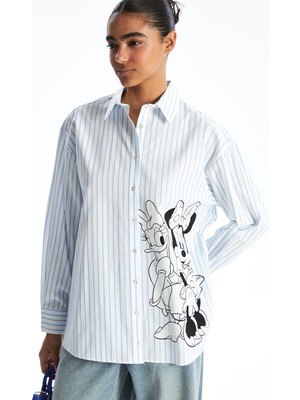 Lc Waikiki Yeni Sezon Minnie Mouse ve Daisy Duck Baskılı Poplin Kadın Gömlek