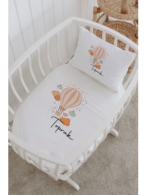 Lilabio Isme Özel %100 Pamuk Lastiksiz Park Yatak Çarşaf Seti (100X120) Balon