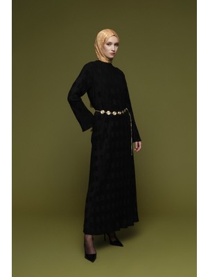 Armine Jakarlı Örme Elbise Siyah