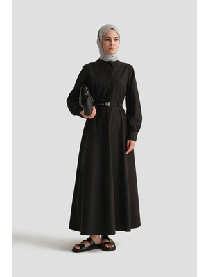 Armine Kemer Detaylı Pamuk Elbise Siyah