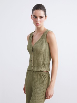 Lc Waikiki Yeni Sezon V Yaka Dokulu Kadın Yelek