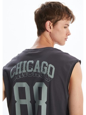 Lc Waikiki Yeni Sezon Bisiklet Yaka Baskılı Erkek Kolsuz Tişört