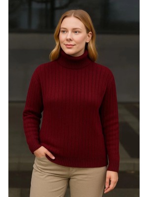 Veralya Balıkcı Yaka Bağazlı Triko Kazak Pamuklu Kalın Fitilli Dokuma