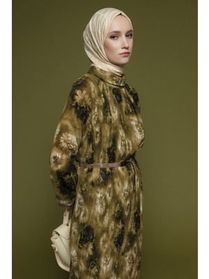 Armine Çiçek Desenli Elbise Yeşil