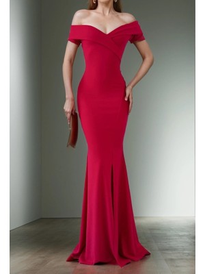 Veralya Kadın Dalgıç Kumaş Kayık Yaka ve Dekolte Detaylı Elbise