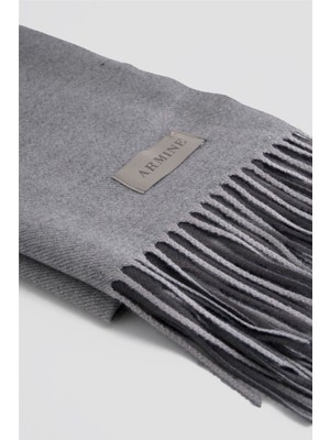 Armine Püsküllü Akrilik Atkı Gri Melanj