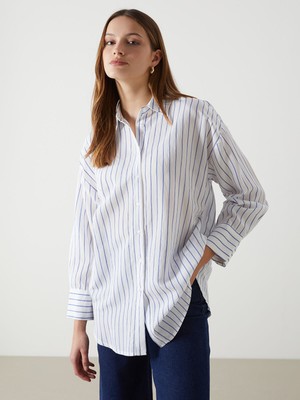 Lc Waikiki Yeni Sezon Çizgili Oversize Kadın Gömlek Tunik