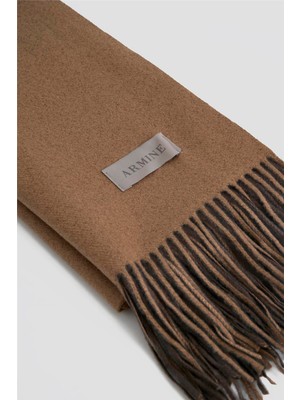 Armine Püsküllü Akrilik Atkı Açık Kahve