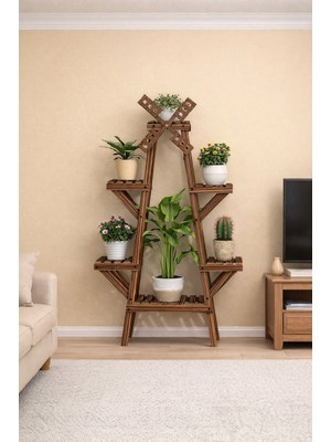 Alan Dekor Ahşap Dekoratif Çiçeklik Saksılık Balkon Bahçe Standı