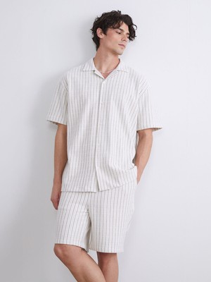 Lc Waikiki Yeni Sezon Rahat Kalıp Resort Yaka Çizgili Erkek Gömlek