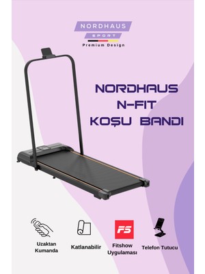 NordHaus N-Fıt Uygulamalı Uzaktan Kumandalı Katlanabilir Koşu Bandı Yürüyüş Bandı 120 kg Taşıma
