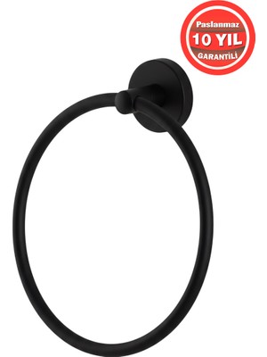 Banyom Home Mat Siyah Clk Paslanmaz Pirinç Karaca Yuvarlak Havluluk