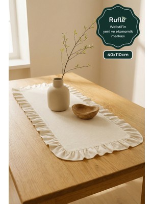 Eko | Fırfırlı Keten Runner 40 x 110 cm