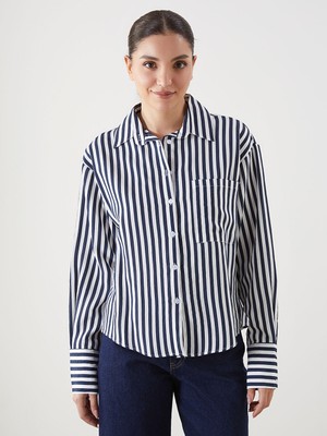 Lc Waikiki Yeni Sezon Çizgili Oversize Kadın Gömlek