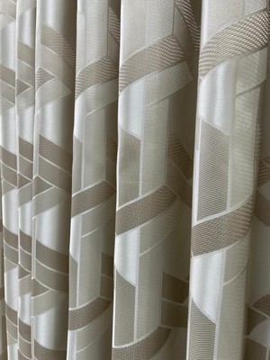 Perde Merkezi Paris Krem Bej Pano Fon Perde Salon ve Misafir Odalarına Uygun 1/3 Sık Pileli Tek Kanat Lüks Modern Fon Perde