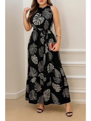 Veralya Kadın Sıfır Kok Bağcıklı Kemerli Etek Ucu Fırfırlı  Süprem Elbise