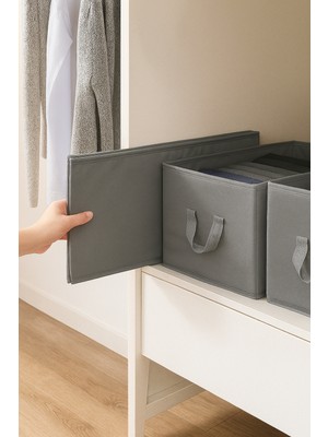 4 Adet Tela Dolap Içi Raf Düzenleyici Mukkavva Katlanabilir Kıyafet Saklama Kutusu 45  cm  x 25  cm  x 20 cm