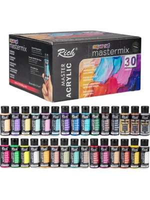 Rich Mastermix Akrilik Boya Seti 30 Renk 60 cc Su Bazlı Kokusuz Yüksek Pigmentli