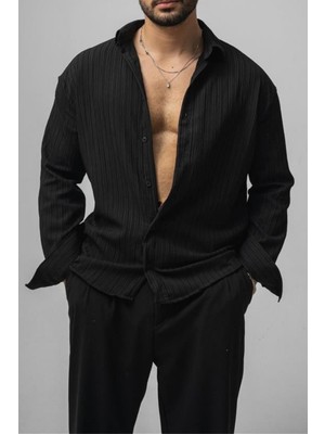 Tarz Cool Erkek Kiremit Embossed Oversize Gömlek