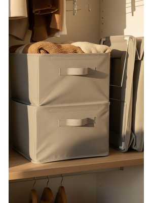 Ser&Yat | Raf Düzenleyici 30 cm - Gri Impertex Kumaş | 2 Adet | Çelik Destekli, Katlanabilir Kıyafet Saklama Organizeri