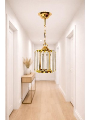 Eray Aydınlatma Ery 3729-43-01 Sarı Yuvarlak Tekli Taşlı Avize