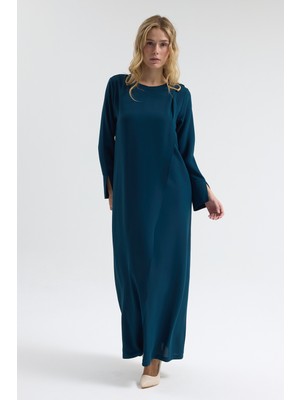 Vavinor Omuz Tokalı Elbise - Petrol