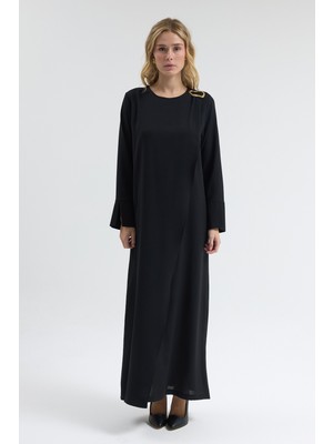 Vavinor Omuz Tokalı Elbise - Siyah