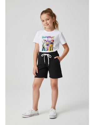 Makiteks Kız Çocuk Şort Tişört Takım Huntrix 5 6 7 8 9 10 11 12 13 14 Yaş Tshirt Rumi Mira Zoey
