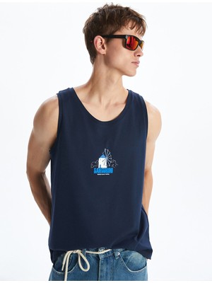 Lc Waikiki Yeni Sezon Bisiklet Yaka Santorini Baskılı Erkek Kolsuz Tişört