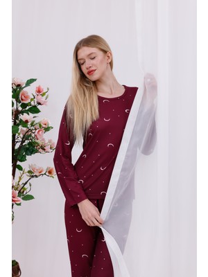 Arvin Pijama Kadın Yumuşak Dokulu Rahat Kalıp Uzun Kollu Örme Pijama Takımı