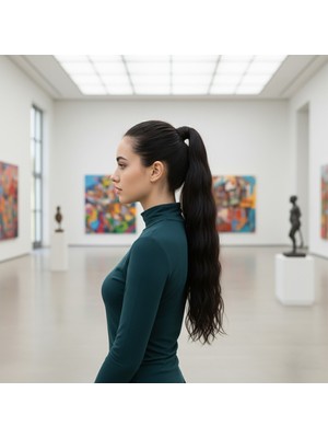 Zemira Lastik Tokalı At Kuyruğu Su Dalgalı / Siyah