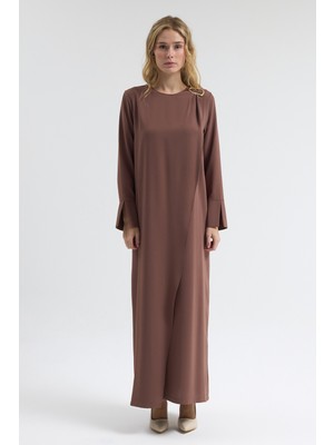 Vavinor Omuz Tokalı Elbise - Vizon