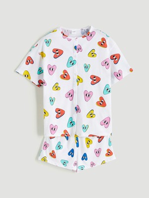 Lc Waikiki Yeni Sezon Bisiklet Yaka Kız Çocuk Şortlu Pijama Takımı