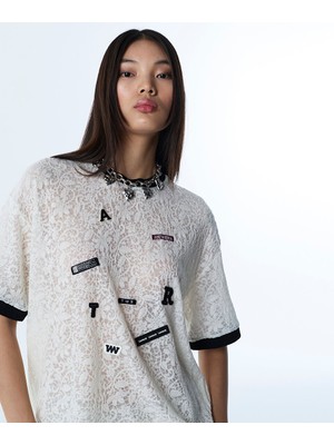 Twist Çiçek Desen Patch'li Oversıze Tişört TS1260070053018