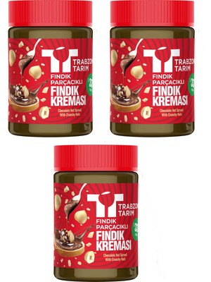 Trabzon Tarım Fındık Parçacıklı Fındık Kreması (%33 Fındık)  320G x 3 Adet
