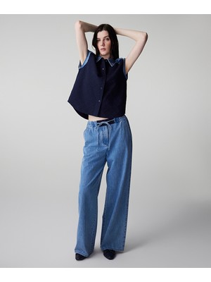 İpekyol Kontrast Bel Jean Pantolon IS1260003136629