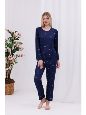 Arvin Pijama Kadın Yumuşak Dokulu Rahat Kalıp Uzun Kollu Örme Pijama Takımı