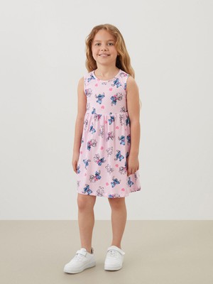 Lc Waikiki Yeni Sezon Angel & Stitch Baskılı Kız Çocuk Elbise