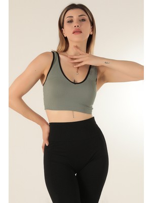 Doremi Seamless Fitilli V Yaka Esnek Askılı Spor Sütyen