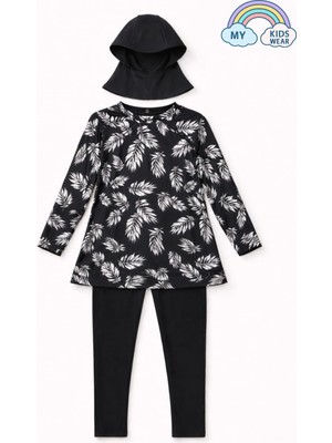 My Kids Wear Kız Çocuk Tesettür Mayo 3’lü Takım (Üst + Tayt + Bone) 12565